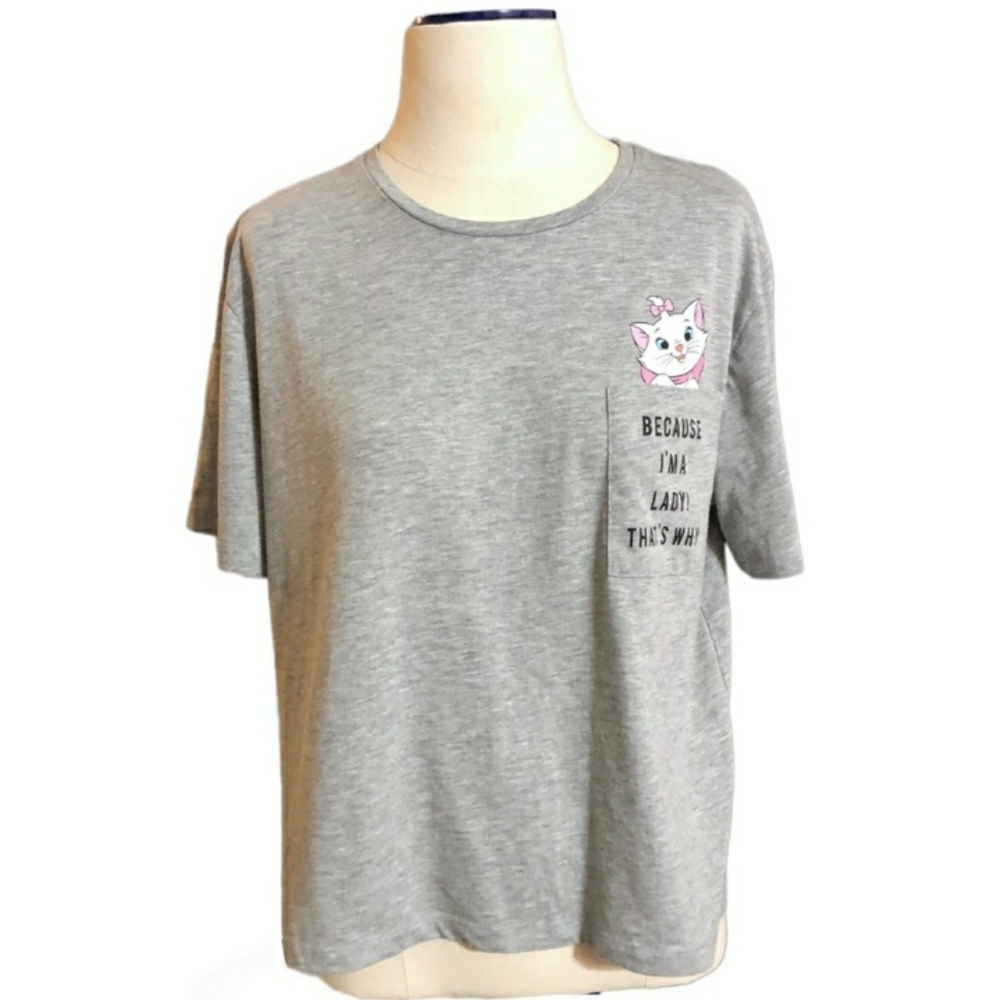 DISNEY x PRIMARK Grey Aristocats Pocket Tee Size 1270/30 Polyester/Cotto…